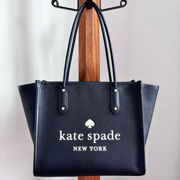 KATE SPADE Ella Large Pebbled Leather Black Tote Handbag--NWT - Picture 3 of 13